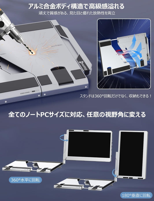 Kwumsy F1 14 インチ ポータブル モニター ラップトップ スクリーン エクステンダー