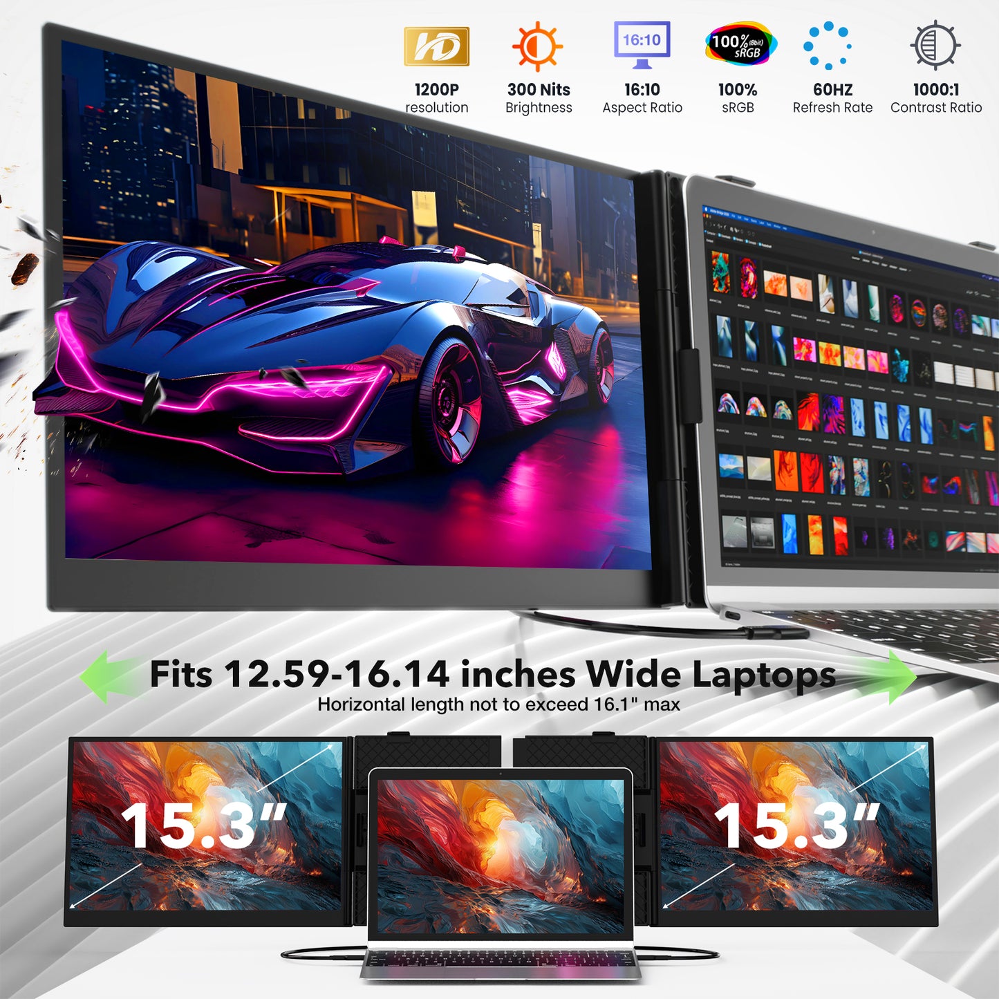 Kwumsy S8PRO MAX 世界初・1.2kg超軽量 15.3インチ デュアルスクリーン ポータブルディスプレイ