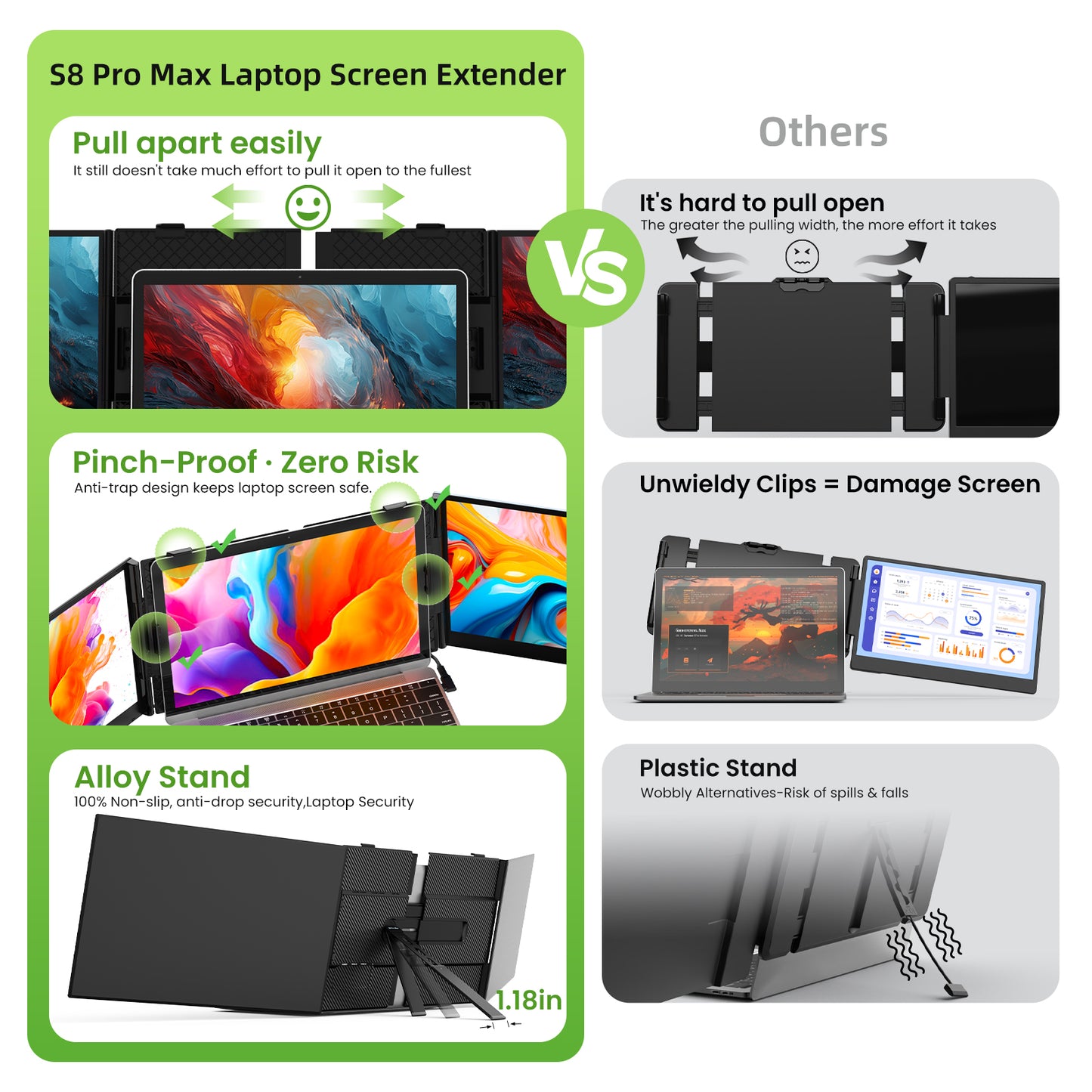 Kwumsy S8PRO MAX 世界初・1.2kg超軽量 15.3インチ デュアルスクリーン ポータブルディスプレイ