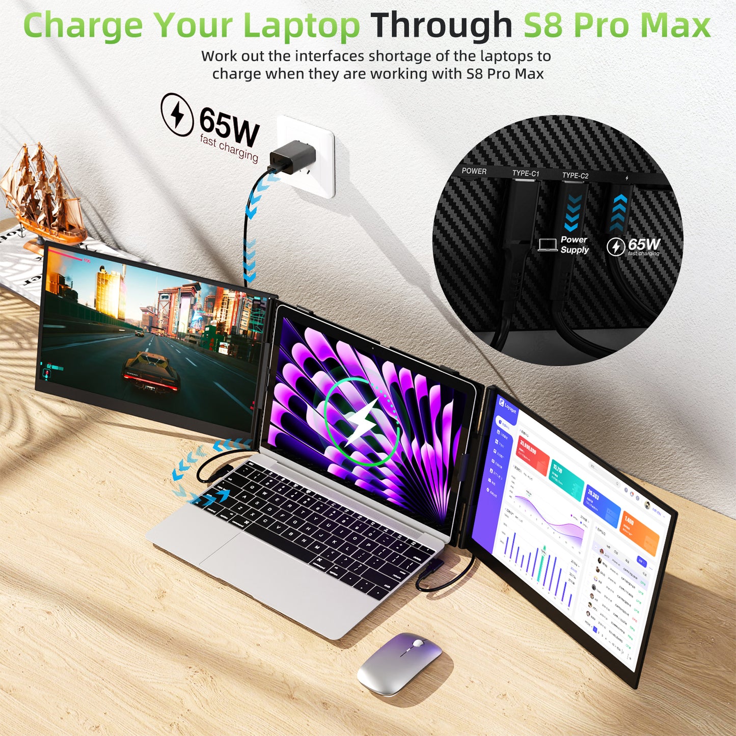 Kwumsy S8PRO MAX 世界初・1.2kg超軽量 15.3インチ デュアルスクリーン ポータブルディスプレイ